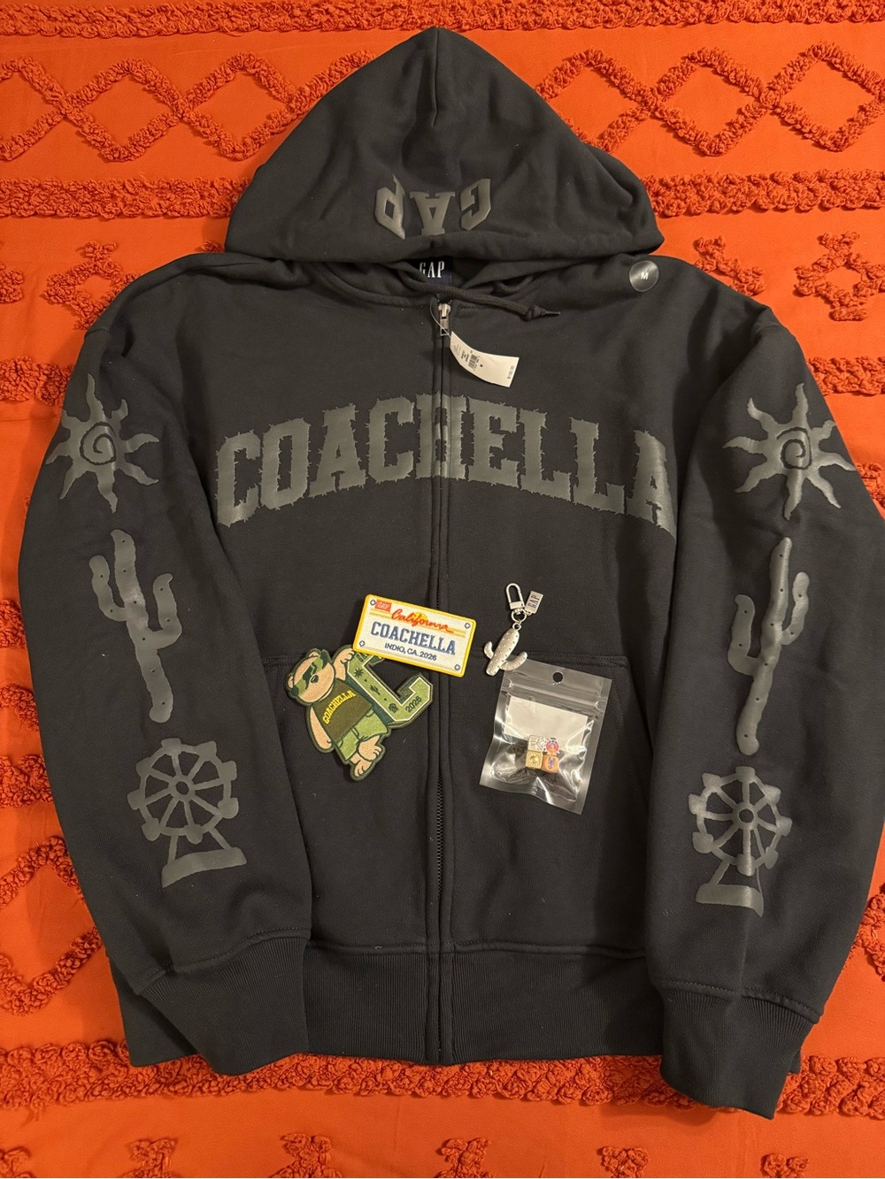 GAP x Coachella Full Zip Hoodie with all accessories
